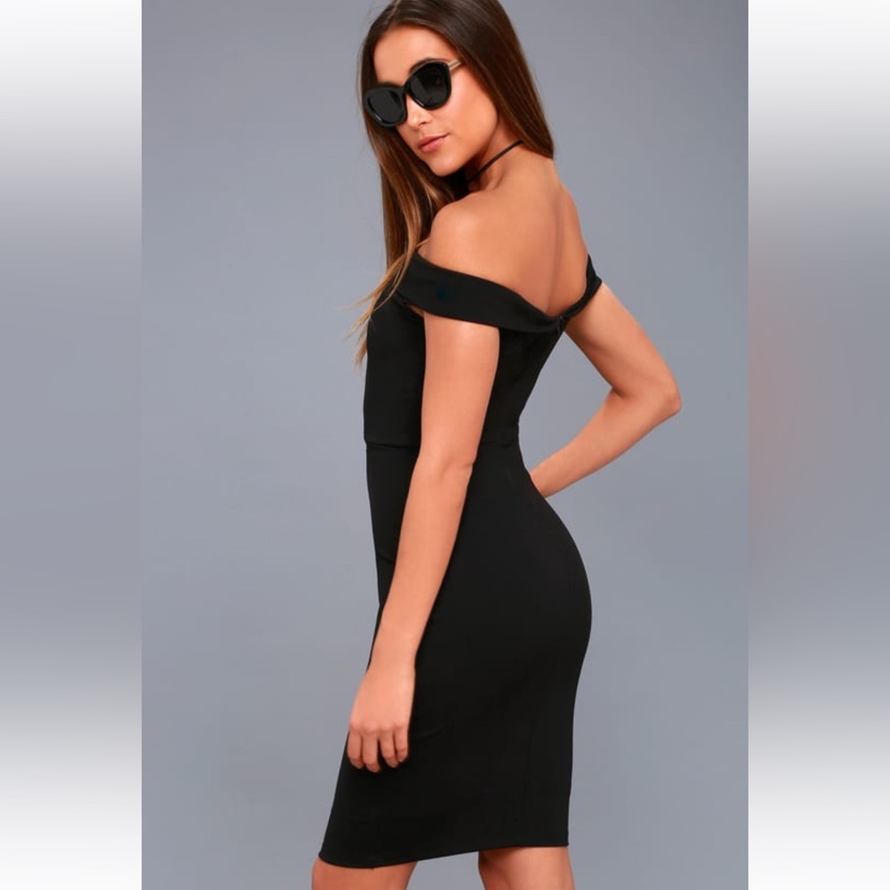 Lulu’s Charm and Delight Black Off The Shoulder Dress Size S